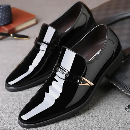 Men's Leather Shoes Paten Oxford Shoes for Men Slip on Bright Leather Business Casual Shoes Footwear Pointed Toe Shoes for Man - Eloy Royal