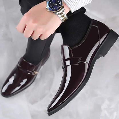 Men's Leather Shoes Paten Oxford Shoes for Men Slip on Bright Leather Business Casual Shoes Footwear Pointed Toe Shoes for Man - Eloy Royal