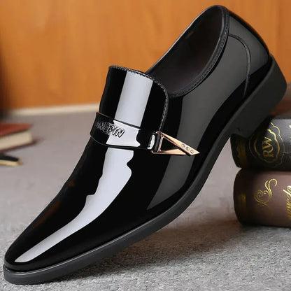 Men's Leather Shoes Paten Oxford Shoes for Men Slip on Bright Leather Business Casual Shoes Footwear Pointed Toe Shoes for Man - Eloy Royal