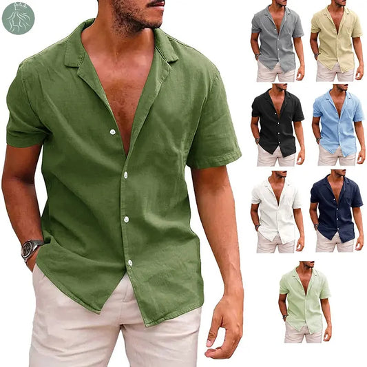 Men's Tops Casual Button Down Shirt Short Sleeve Beach Shirt Summer Mens Clothing - Eloy Royal