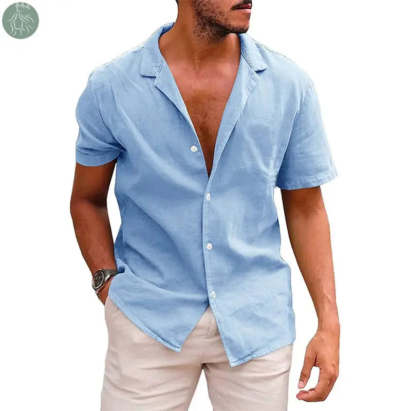 Men's Tops Casual Button Down Shirt Short Sleeve Beach Shirt Summer Mens Clothing - Eloy Royal