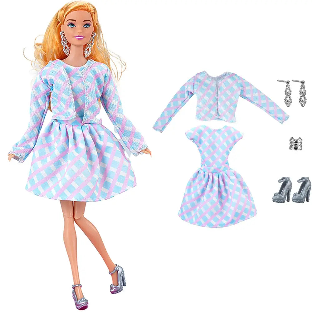 NK 1 Pcs Fashion Dress Outfit Casual Wear Shirt Party Skirt  Modern Clothes For Barbie Doll Accessories  DIY Dollhouse Toys JJ - Eloy Royal