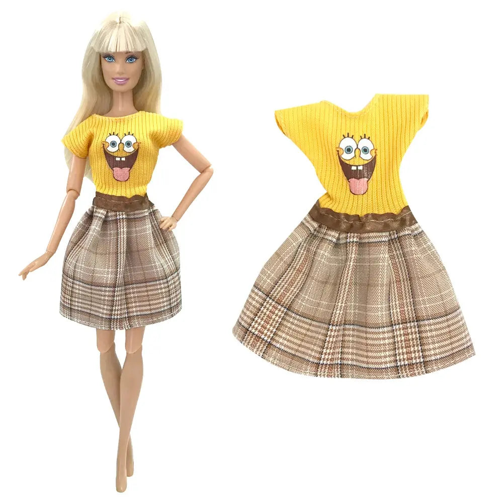 NK 1 Pcs Fashion Dress Outfit Casual Wear Shirt Party Skirt  Modern Clothes For Barbie Doll Accessories  DIY Dollhouse Toys JJ - Eloy Royal