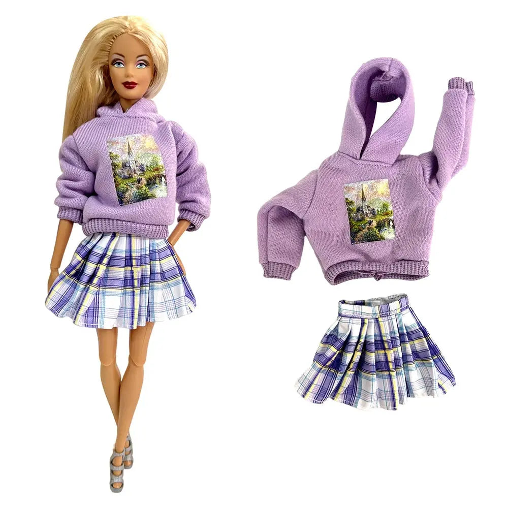 NK 1 Pcs Fashion Dress Outfit Casual Wear Shirt Party Skirt  Modern Clothes For Barbie Doll Accessories  DIY Dollhouse Toys JJ - Eloy Royal