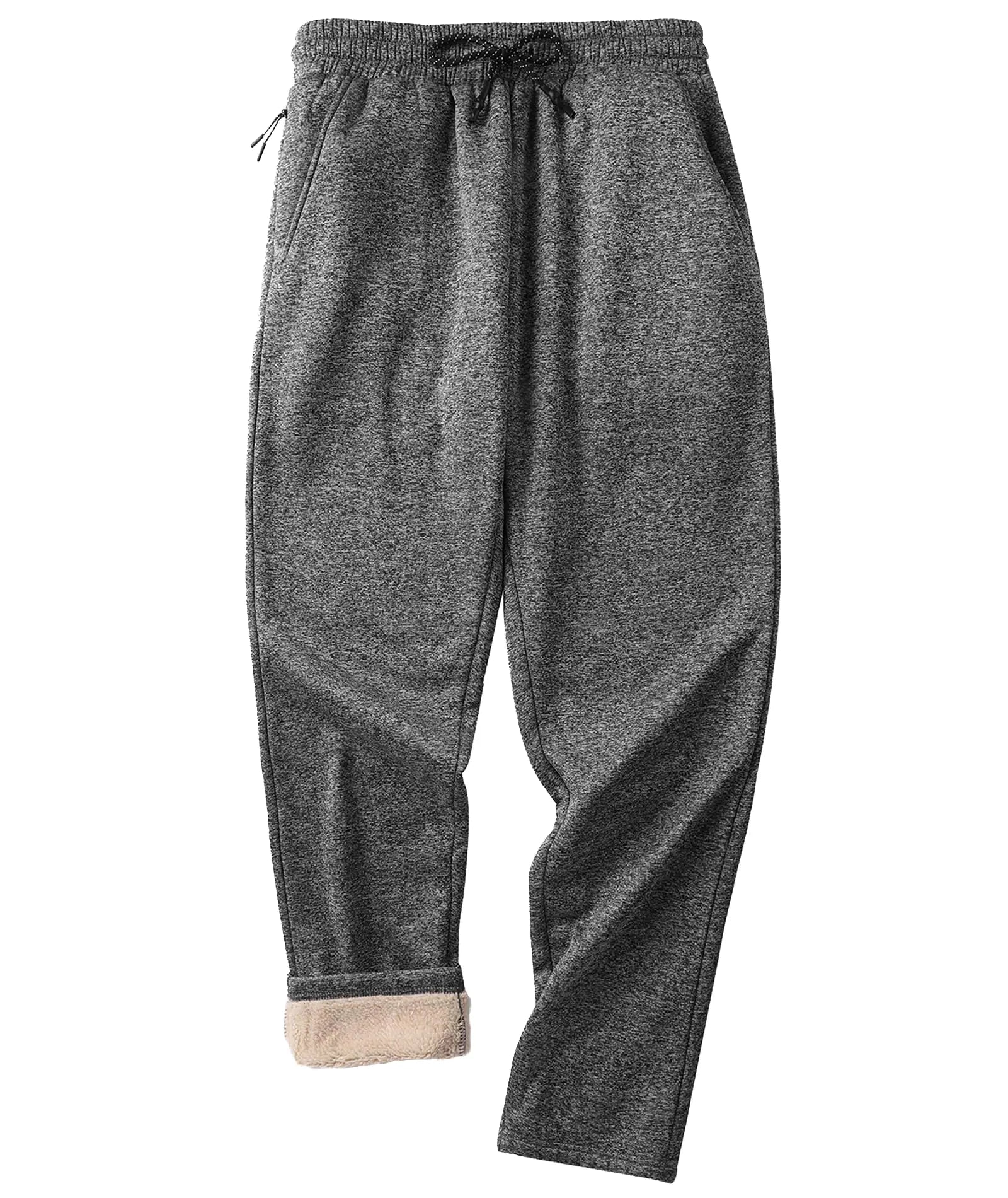 ZITY Mens Thick Fleece Winter Pants Heavyweight Warm Sherpa Lined Athletic Jogger Sweatpants with Pockets Grey Gray X-Large