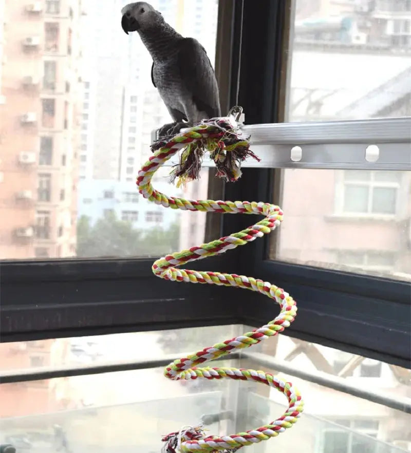 New 160cm Long Parrot Bird Toys Pet Bird Parrot Standing Rope Bird Cage Decoration Climbing Toy Parrot Bird Cage Toys Rope Bell - Eloy Royal