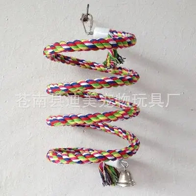 New 160cm Long Parrot Bird Toys Pet Bird Parrot Standing Rope Bird Cage Decoration Climbing Toy Parrot Bird Cage Toys Rope Bell - Eloy Royal