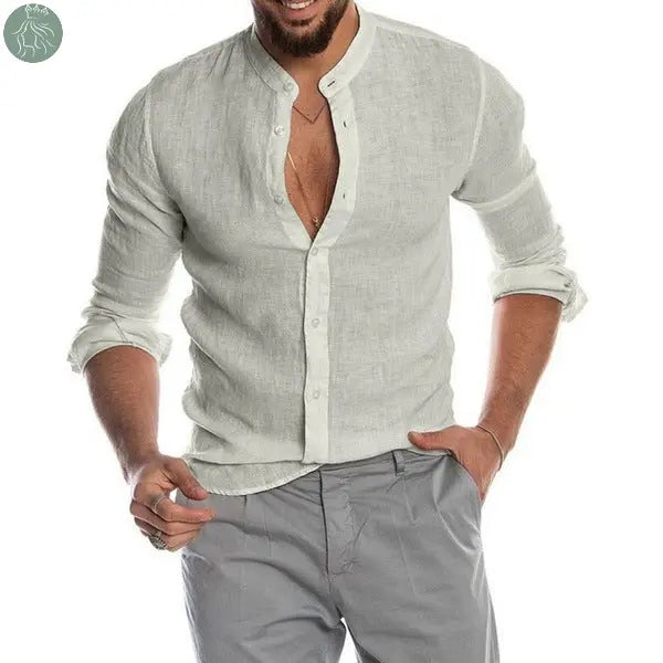 New Cardigan Stand Collar Long Sleeve Shirt Men's Clothing - Eloy Royal