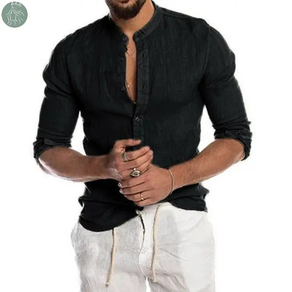 New Cardigan Stand Collar Long Sleeve Shirt Men's Clothing - Eloy Royal