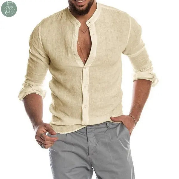 New Cardigan Stand Collar Long Sleeve Shirt Men's Clothing - Eloy Royal