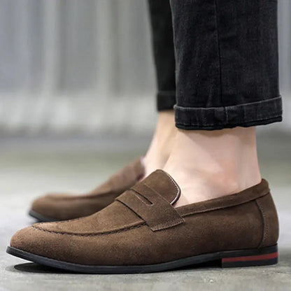 New Flats Men Large Size Solid Suede Casual Shoes Soft Fashion Loafers Slip-on Male Lightweight Driving Flat Heel Footwear - Eloy Royal