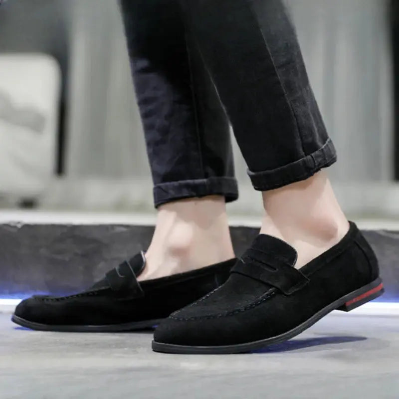 New Flats Men Large Size Solid Suede Casual Shoes Soft Fashion Loafers Slip-on Male Lightweight Driving Flat Heel Footwear - Eloy Royal