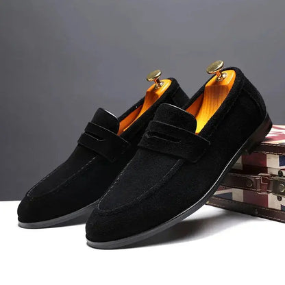 New Flats Men Large Size Solid Suede Casual Shoes Soft Fashion Loafers Slip-on Male Lightweight Driving Flat Heel Footwear - Eloy Royal