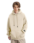 TURLAT Mens Beige Hoodie Heavyweight Fleece Hoodie Sweatshirt for Men Oversized Pullover Hoodie with Pocket Causal Loose Fit SportswearM