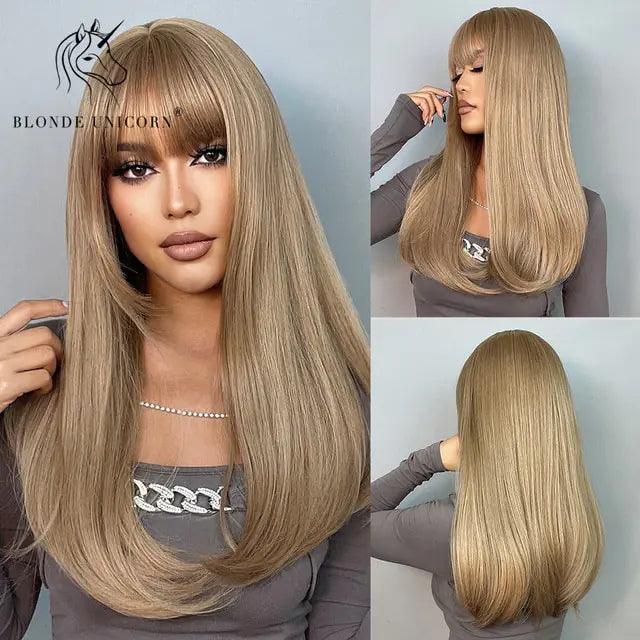 Synthetic Long Brown Wig - Eloy Royal