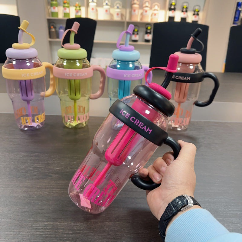 Plastic Water Bottle With Straw Cartoon Cup Drinking Cup Portable Water Bottle 1200ml Kitchen Gadgets - Eloy Royal