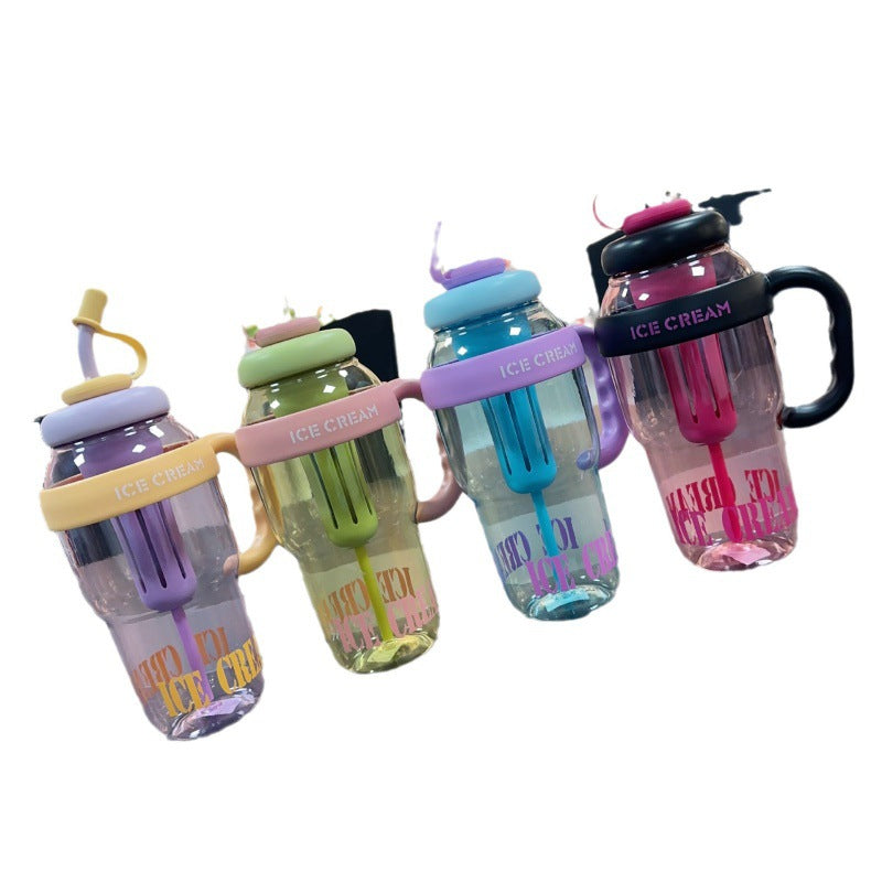 Plastic Water Bottle With Straw Cartoon Cup Drinking Cup Portable Water Bottle 1200ml Kitchen Gadgets - Eloy Royal