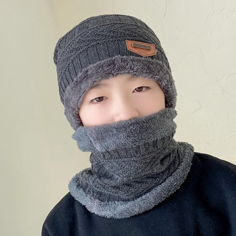 Hat Men&#039;s Winter Knitted Wool Hat Fleece-lined Thickened Korean Style Fashionable Warm Cold-proof Cycling Men&#039;s Cotton Hat In Autumn And Winter