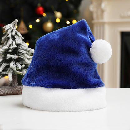 Short Plush Christmas Hat Adult Hat Red Green Pink Blue Black Gray Purple