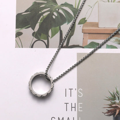 Fashion Stainless Steel Mountain Ring Necklace