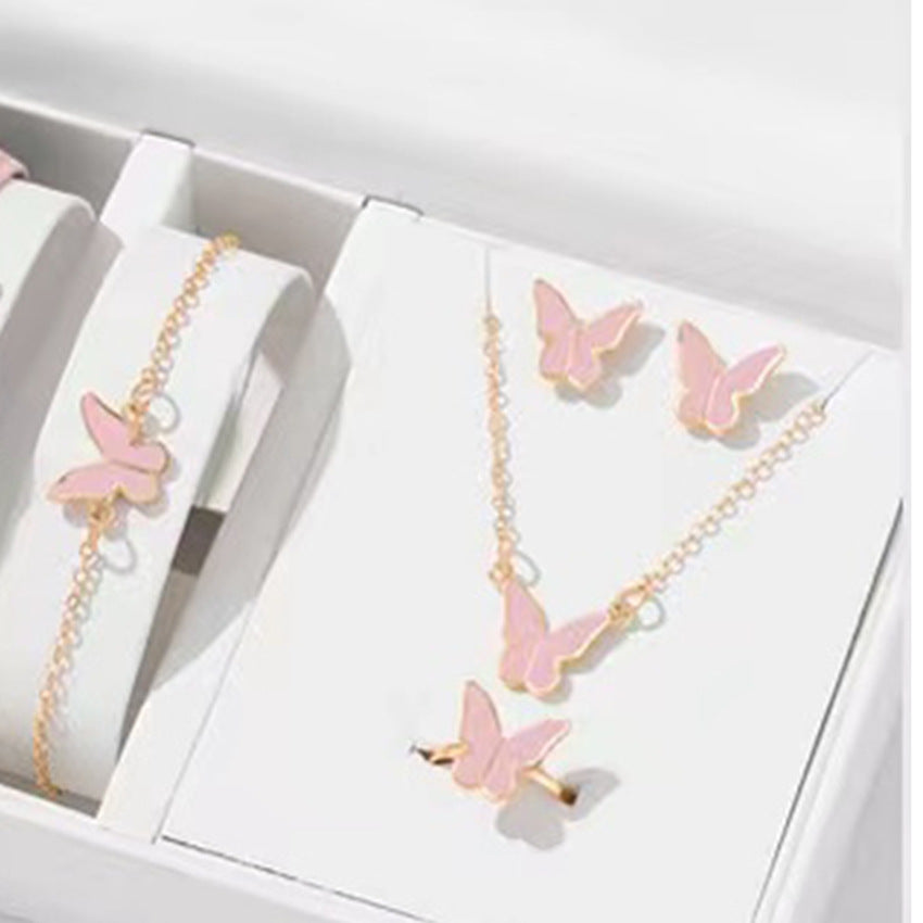 Fashion Jewelry Simple Casual Butterfly Love Necklace Ornament Suit