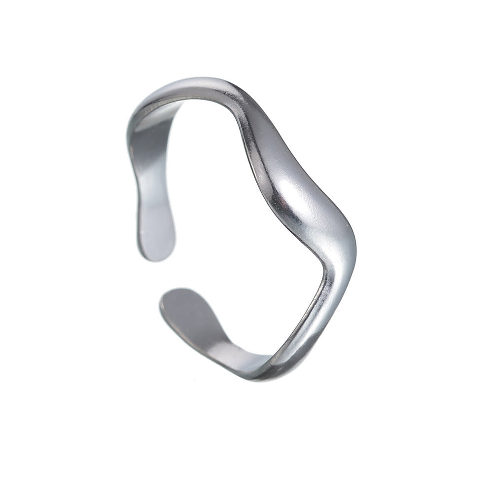 Women's Niche Water Wave Opening Hydraulic Titanium Steel Open Ring