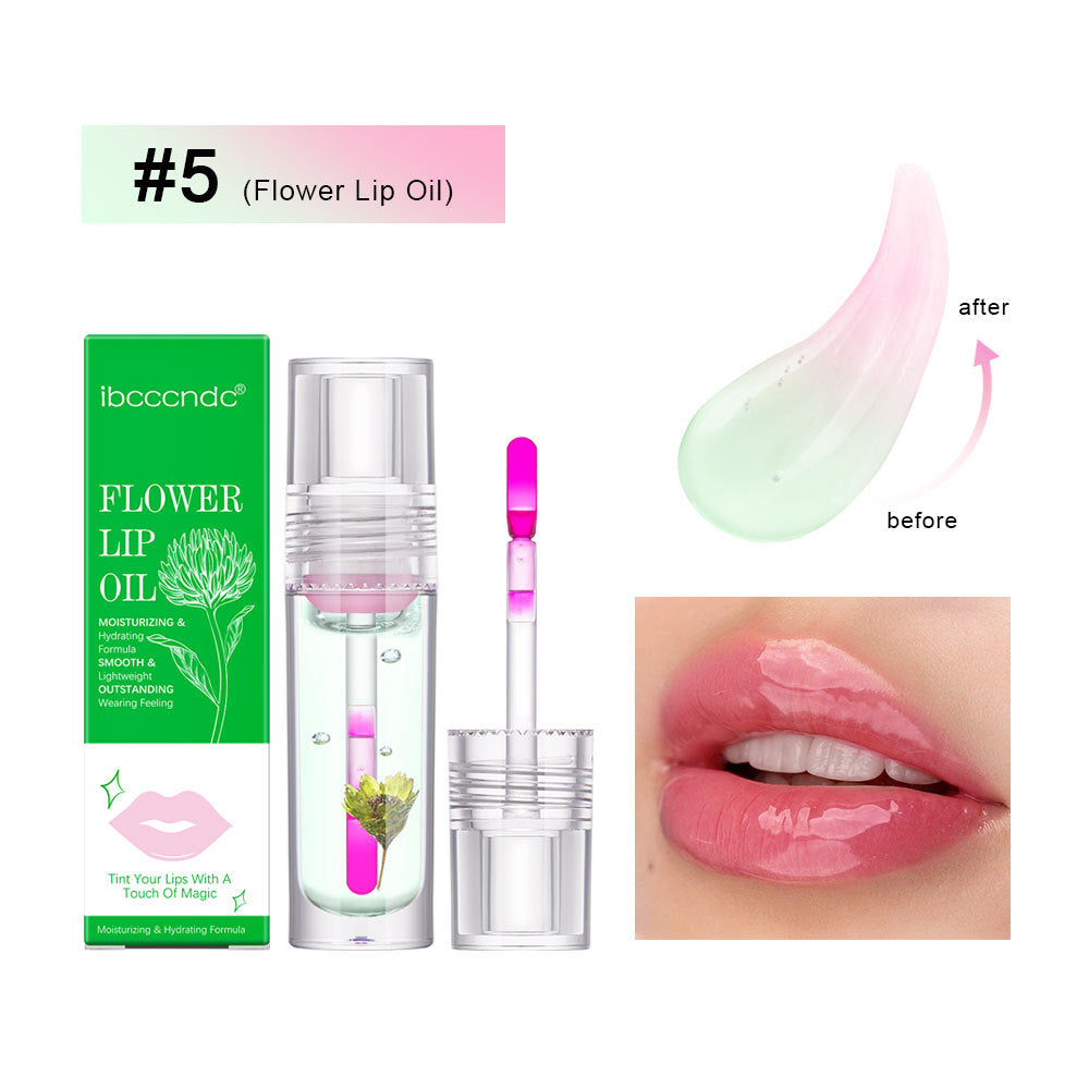 Flower Color Changing Lip Oil Moisturizing Jelly Lipgloss Clear Temperature Change Liquid Lipstick Reduce Lip Line Make Up - Eloy Royal