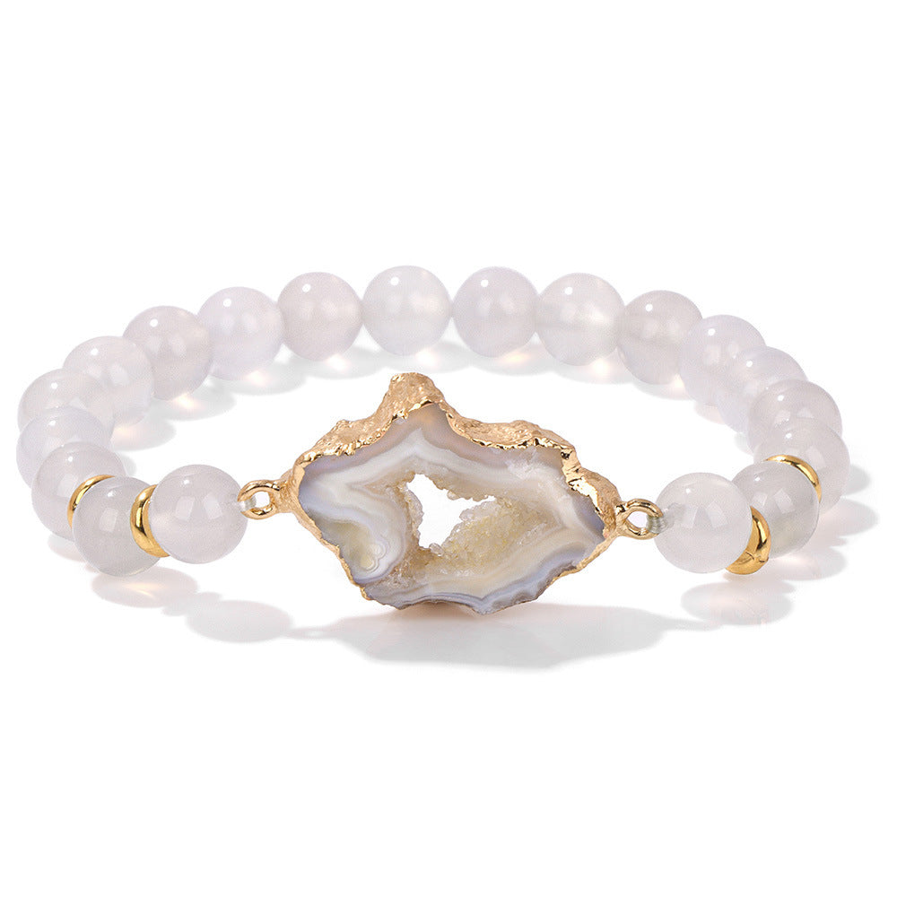 Agate Beads Vug Stone Bracelet Women