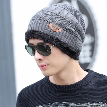 Hat Men&#039;s Winter Knitted Wool Hat Fleece-lined Thickened Korean Style Fashionable Warm Cold-proof Cycling Men&#039;s Cotton Hat In Autumn And Winter