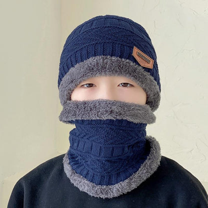 Hat Men&#039;s Winter Knitted Wool Hat Fleece-lined Thickened Korean Style Fashionable Warm Cold-proof Cycling Men&#039;s Cotton Hat In Autumn And Winter