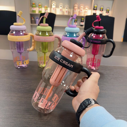 Plastic Water Bottle With Straw Cartoon Cup Drinking Cup Portable Water Bottle 1200ml Kitchen Gadgets - Eloy Royal