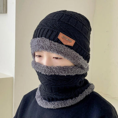 Hat Men&#039;s Winter Knitted Wool Hat Fleece-lined Thickened Korean Style Fashionable Warm Cold-proof Cycling Men&#039;s Cotton Hat In Autumn And Winter