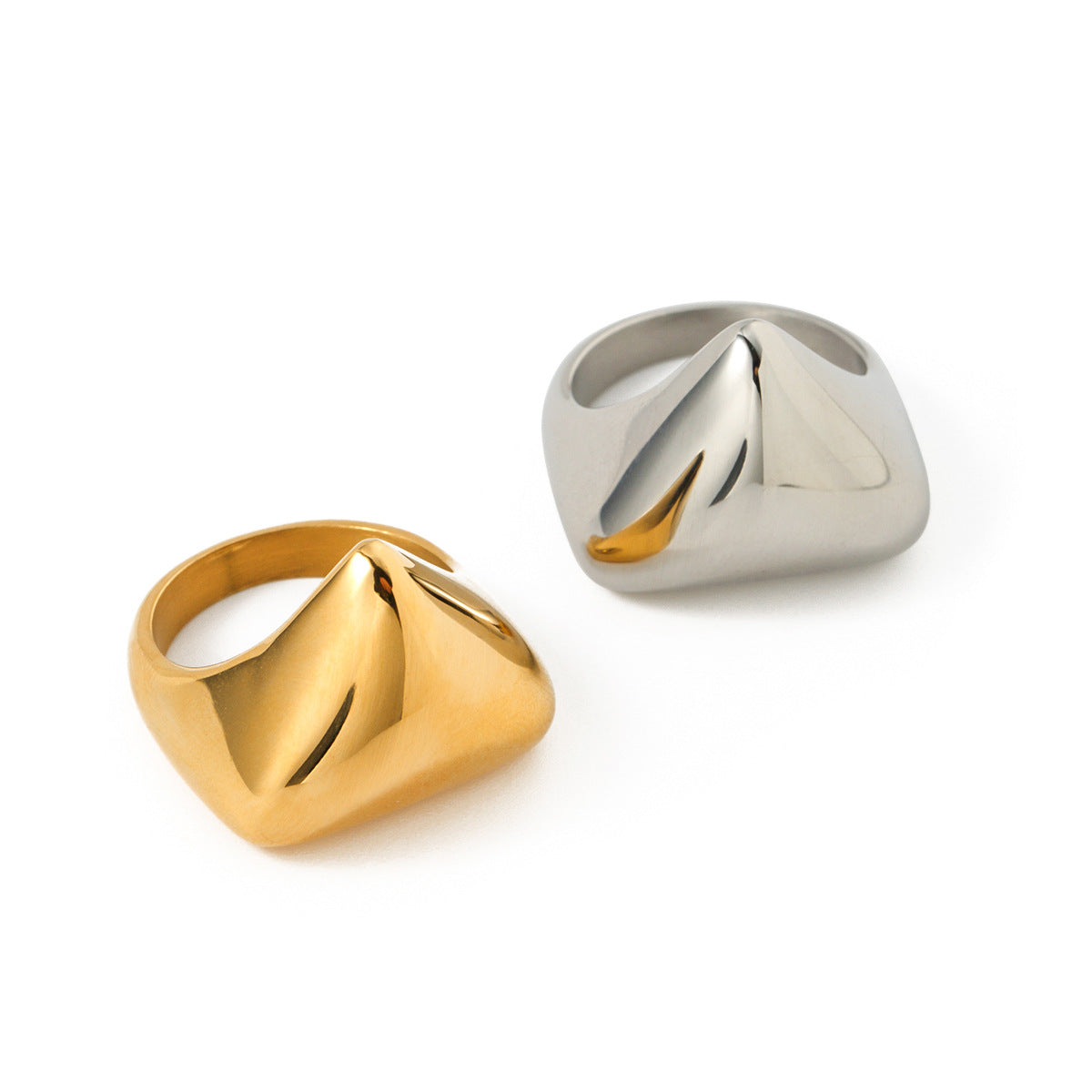 18K Gold Stainless Steel Glossy Irregular Triangle Ring