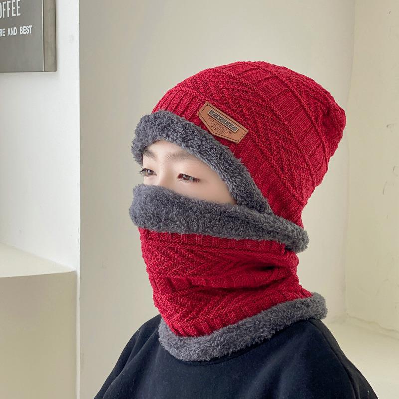 Hat Men&#039;s Winter Knitted Wool Hat Fleece-lined Thickened Korean Style Fashionable Warm Cold-proof Cycling Men&#039;s Cotton Hat In Autumn And Winter