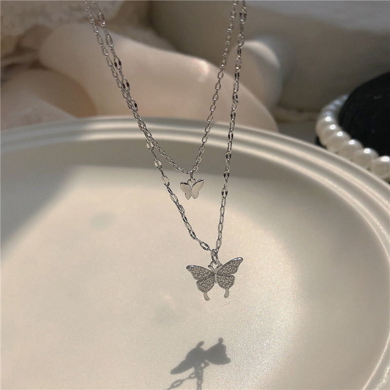 Fashion Jewelry Double Butterfly Necklace Gold Plated Butterfly Pendant Engagement Necklaces For Women Animal Jewelry Anniversary Gift