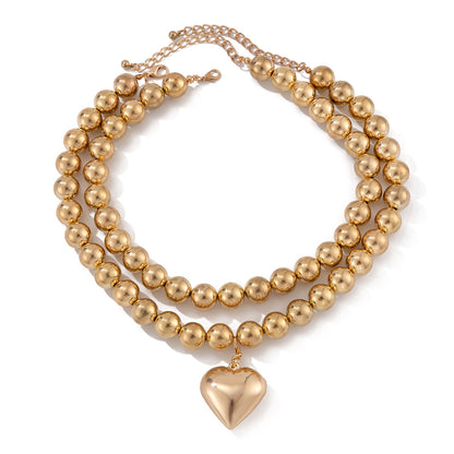 Ornament Pearl Heart Clavicle Chain Beaded Heart-shaped