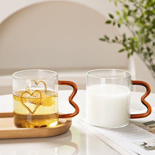 Amber-yellow Glass Handle Cup Milk Thickening