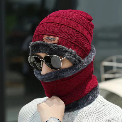 Hat Men&#039;s Winter Knitted Wool Hat Fleece-lined Thickened Korean Style Fashionable Warm Cold-proof Cycling Men&#039;s Cotton Hat In Autumn And Winter