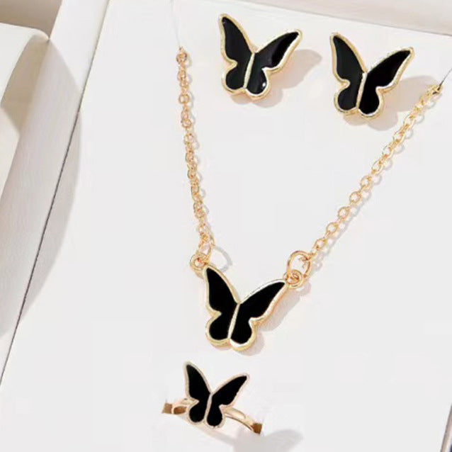 Fashion Jewelry Simple Casual Butterfly Love Necklace Ornament Suit