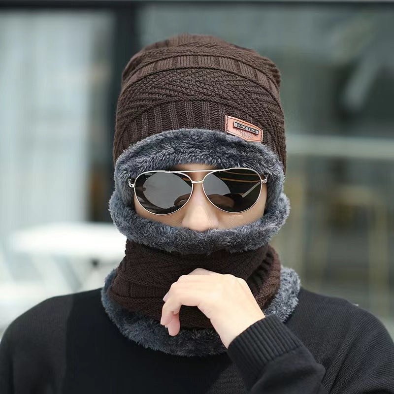 Hat Men&#039;s Winter Knitted Wool Hat Fleece-lined Thickened Korean Style Fashionable Warm Cold-proof Cycling Men&#039;s Cotton Hat In Autumn And Winter