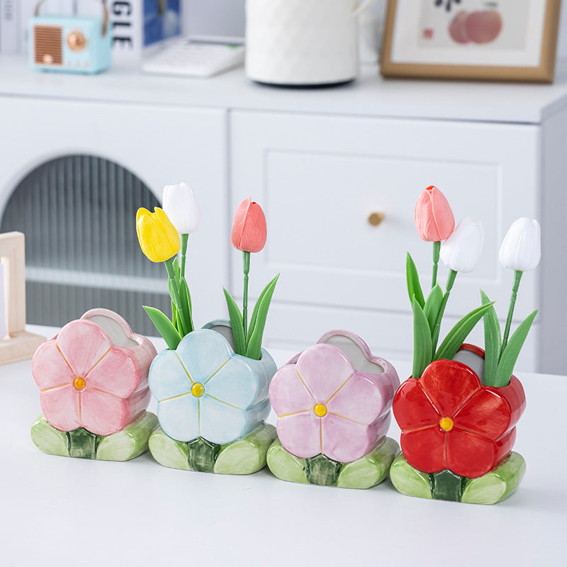 Cute Flowers Ceramic Niche Vase Decoration - Eloy Royal