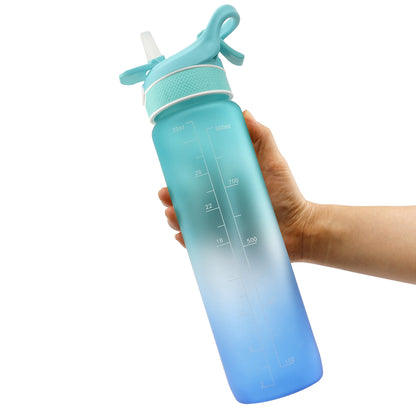 1000ML Plastic Spray Water Bottle Scrub Bounce Cover Straw Space Cup Sports Water Bottle - Eloy Royal