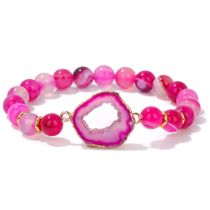 Agate Beads Vug Stone Bracelet Women