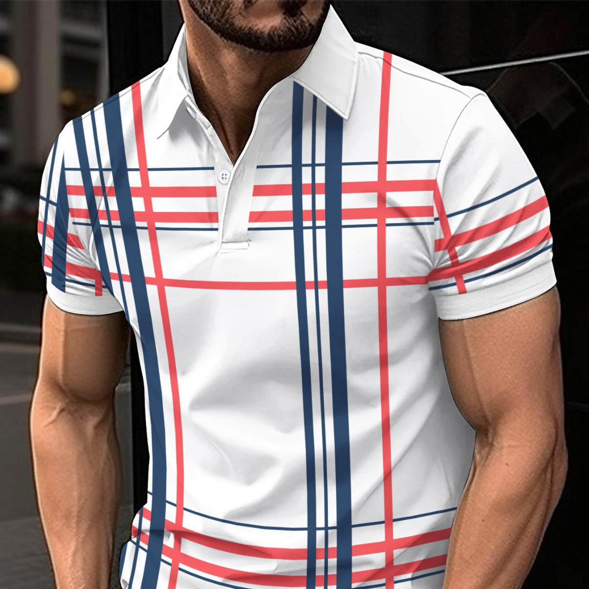 Men's Printed Lapel Button Sport Short Sleeved Shirt - Eloy Royal