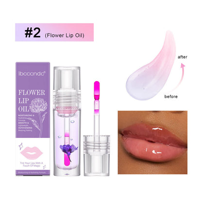 Flower Color Changing Lip Oil Moisturizing Jelly Lipgloss Clear Temperature Change Liquid Lipstick Reduce Lip Line Make Up - Eloy Royal