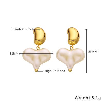 Stainless Steel Exaggerated Geometry Stud Earrings Love Heart