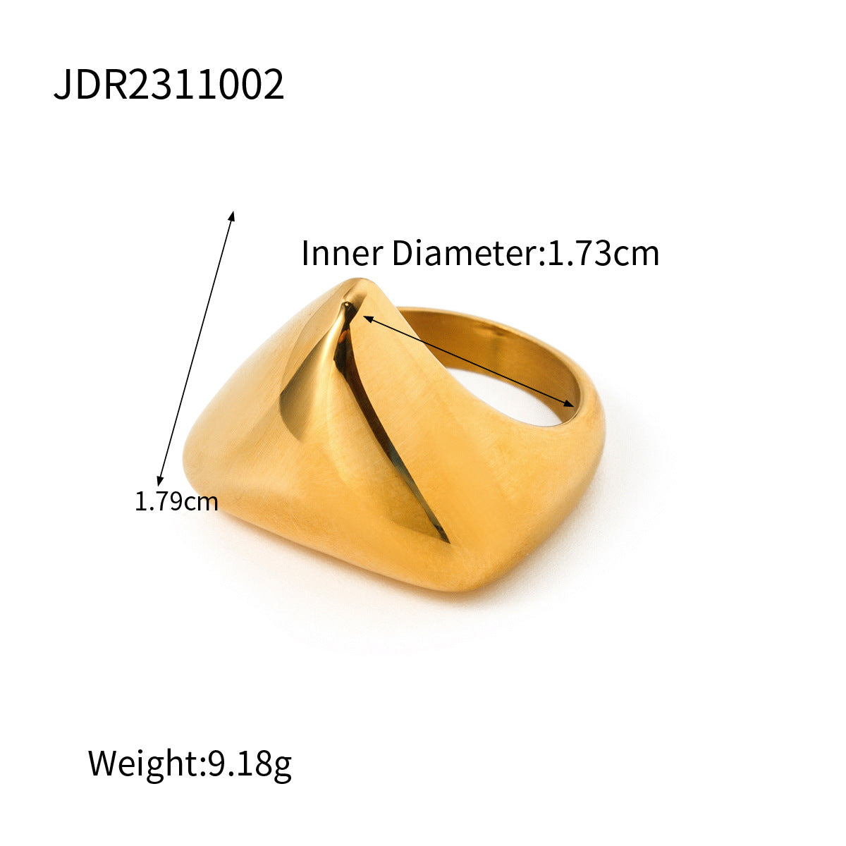 18K Gold Stainless Steel Glossy Irregular Triangle Ring