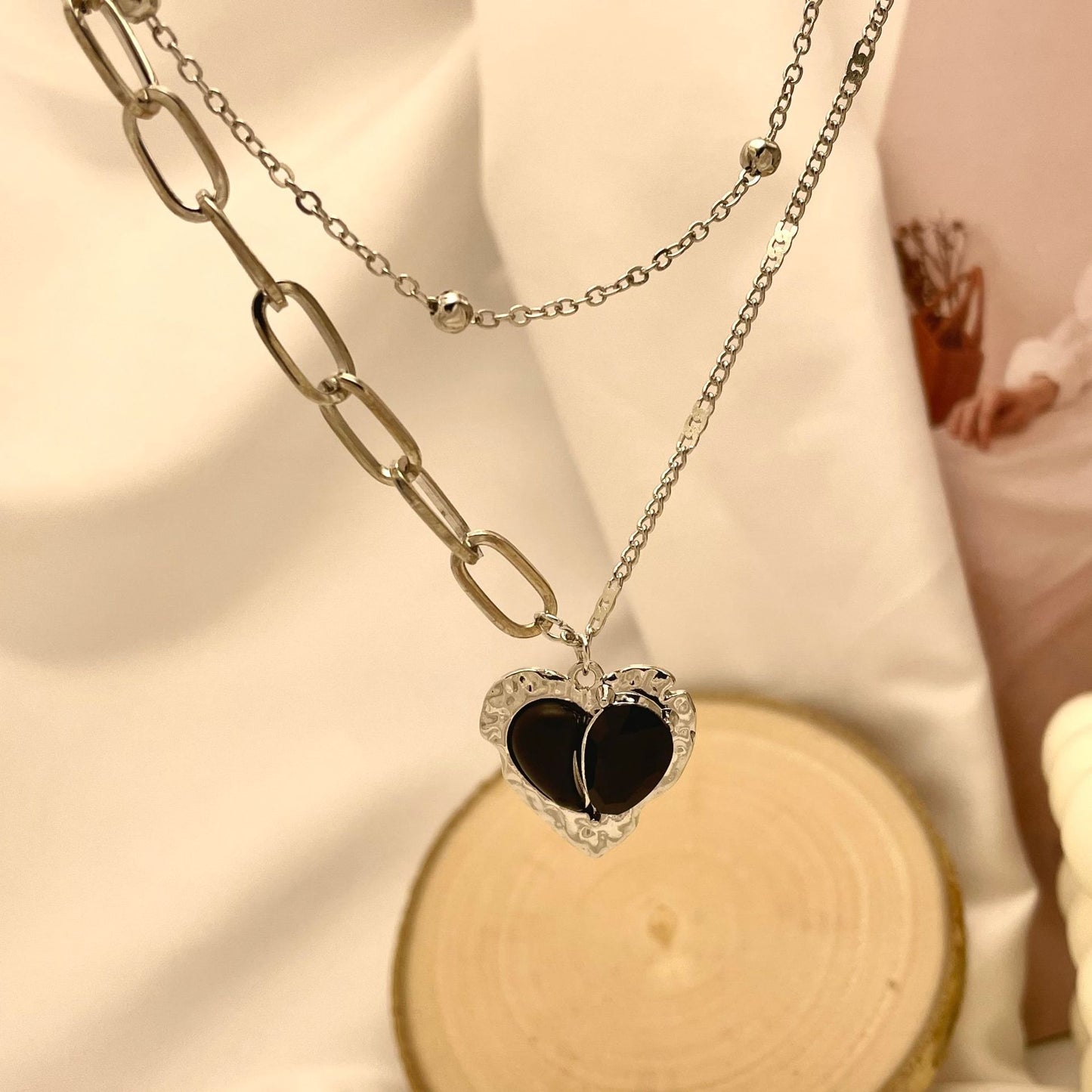 Fashion Love Pendant Double-layer Necklace Female Clavicle Chain