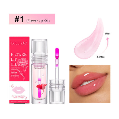 Flower Color Changing Lip Oil Moisturizing Jelly Lipgloss Clear Temperature Change Liquid Lipstick Reduce Lip Line Make Up - Eloy Royal