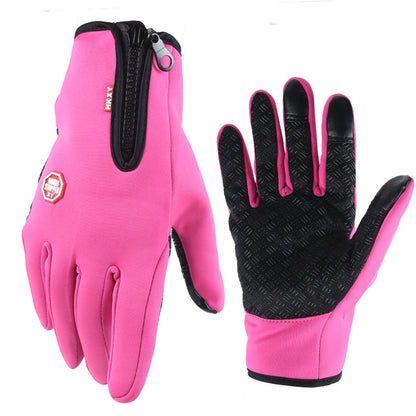 Touch Screen Gloves Winter Warm Fleece Gloves Men&#039;s And Women&#039;s Riding Outdoor Sports Non-slip Snow Mountaineering Zipper Motorcycle